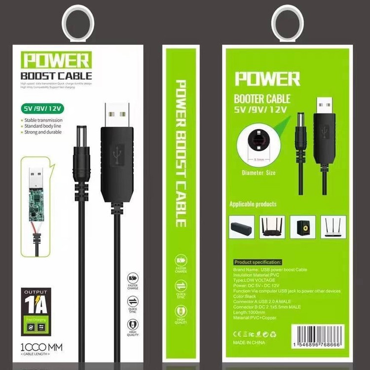کابل تبدیل USB به 9V/12V (Power Boost) | روشن کردن مودم با پاوربانک 🔌⚡