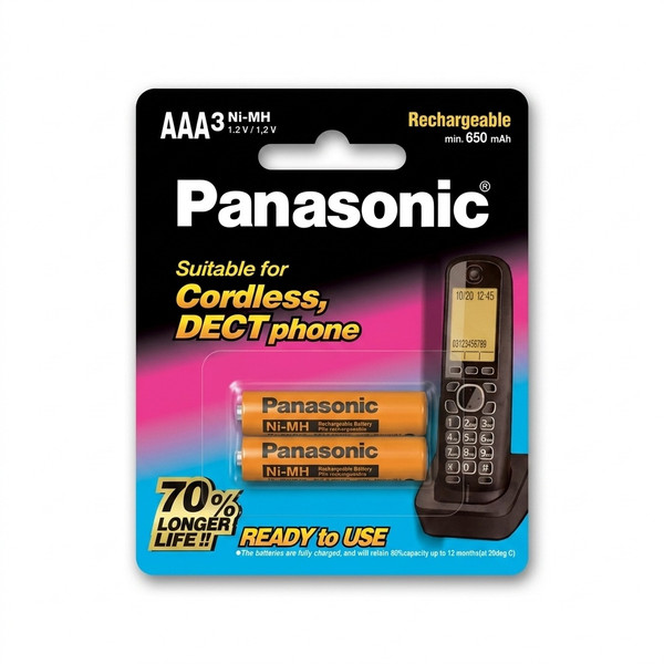 باتری نیم قلمی تلفن بی سیم پاناسونیک مدل AAA-550 بسته دو عددی